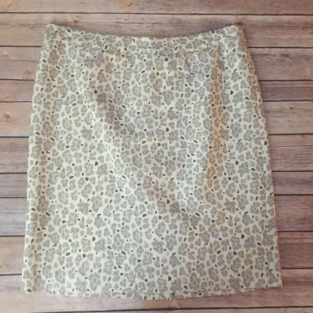 Cream Ann Taylor Loft Silk Pencil Skirt
